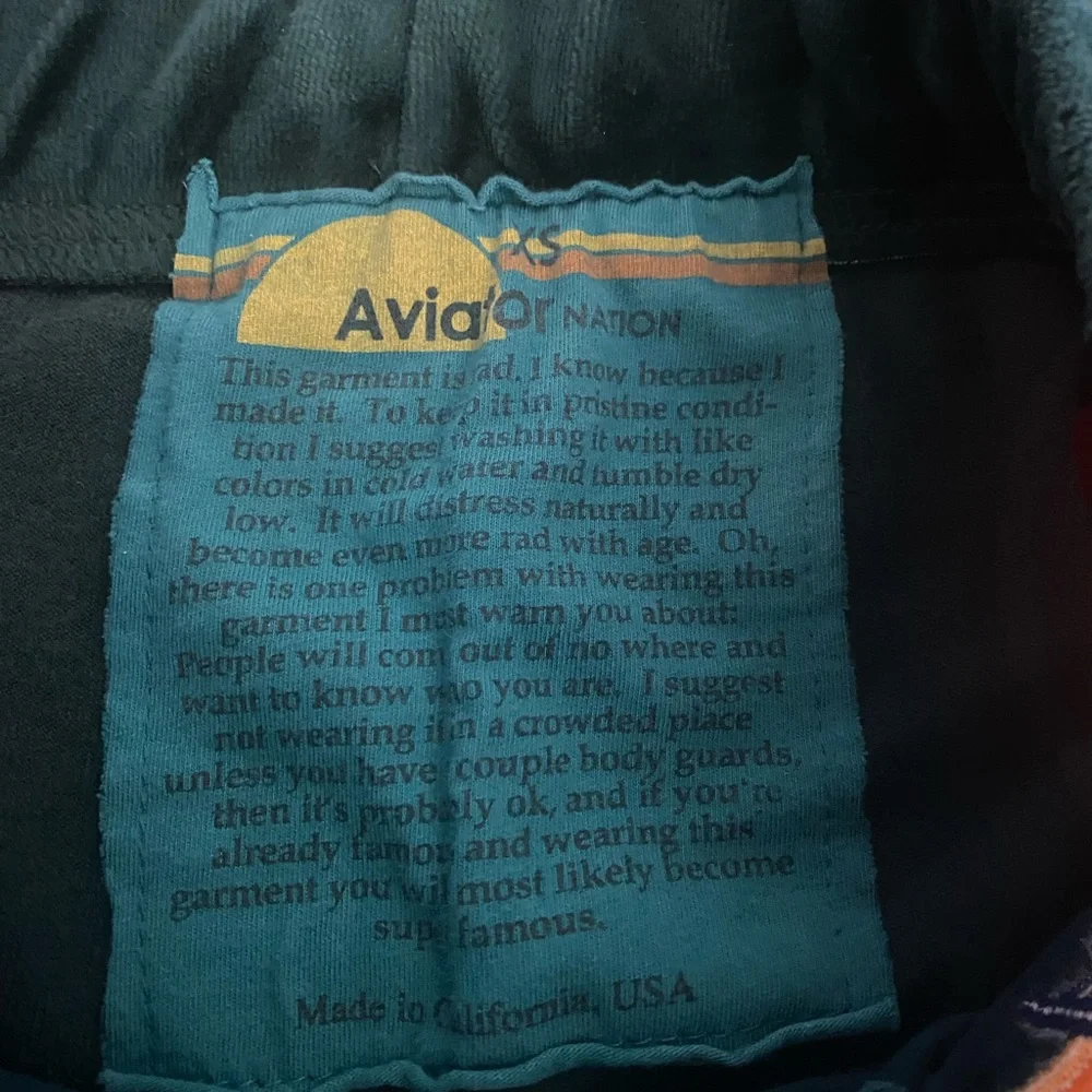 Aviator Nation Velvet Green Pants with Rainbow Stripes - Picture 5 of 5